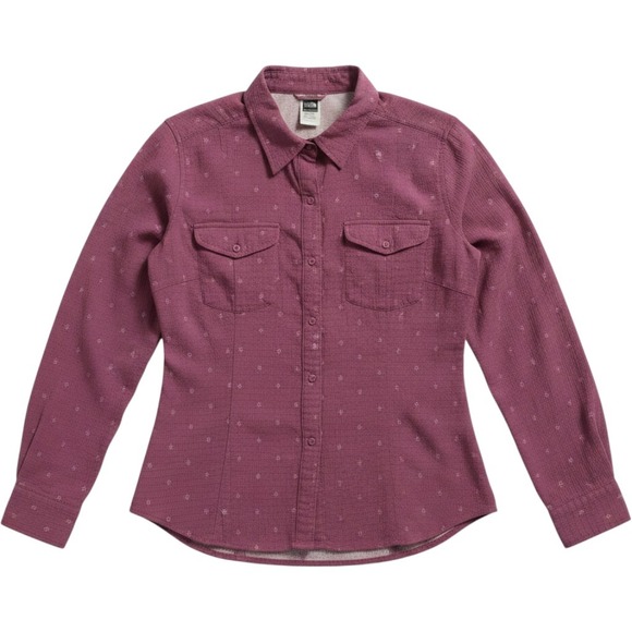 The North Face Tops - The North Face Womens Pink Long Sleeve Button Down Hiking Shirt Large Microprint